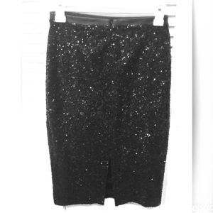 Express black sequin pencil skirt